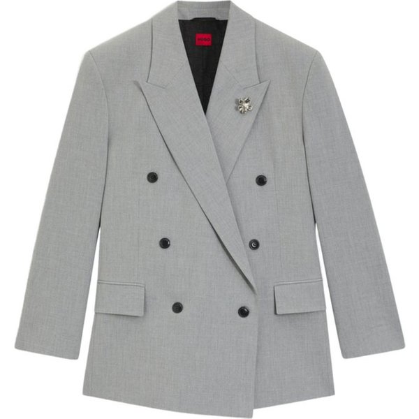 HUGO Kurzjacke HUGO Women RED grau,Festlich,Polyester,Unifarben,Reverskragen,Lang,Regular Fit
