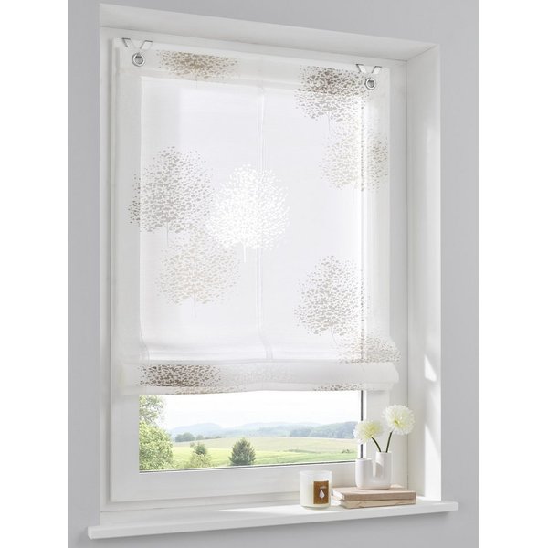 Kutti Raffrollo Belinda, mit Hakenaufhängung, ohne Bohren, freihängend, halbtransparent, Polyester, Viskose, Hakenaufhängung