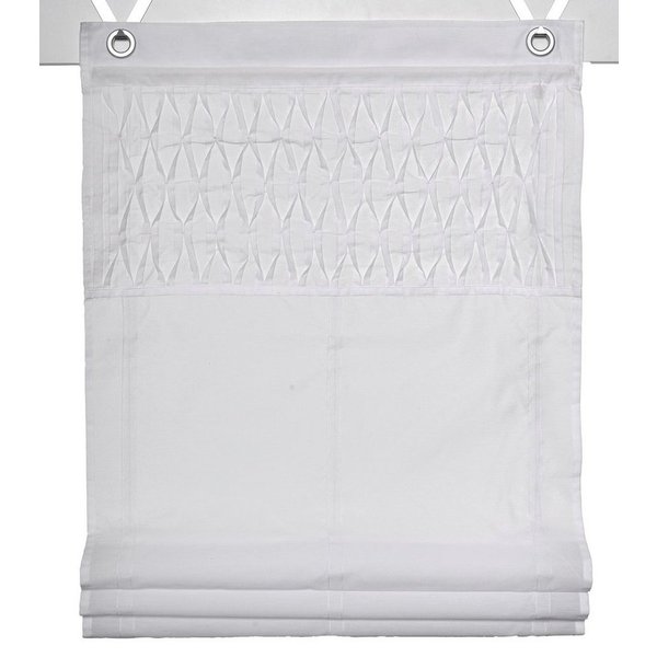Kutti Raffrollo Tuck Kessy, mit Hakenaufhängung, ohne Bohren, freihängend, weiß, blickdicht, Sichtschutz, mit Blende, Baumwolle-Polyester