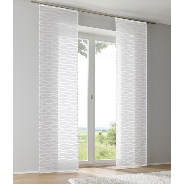 Kutti Schiebegardine Enya (1 St), Paneelwagen, halbtransparent, Ausbrenner, Ausbrenner Welle transparent uni