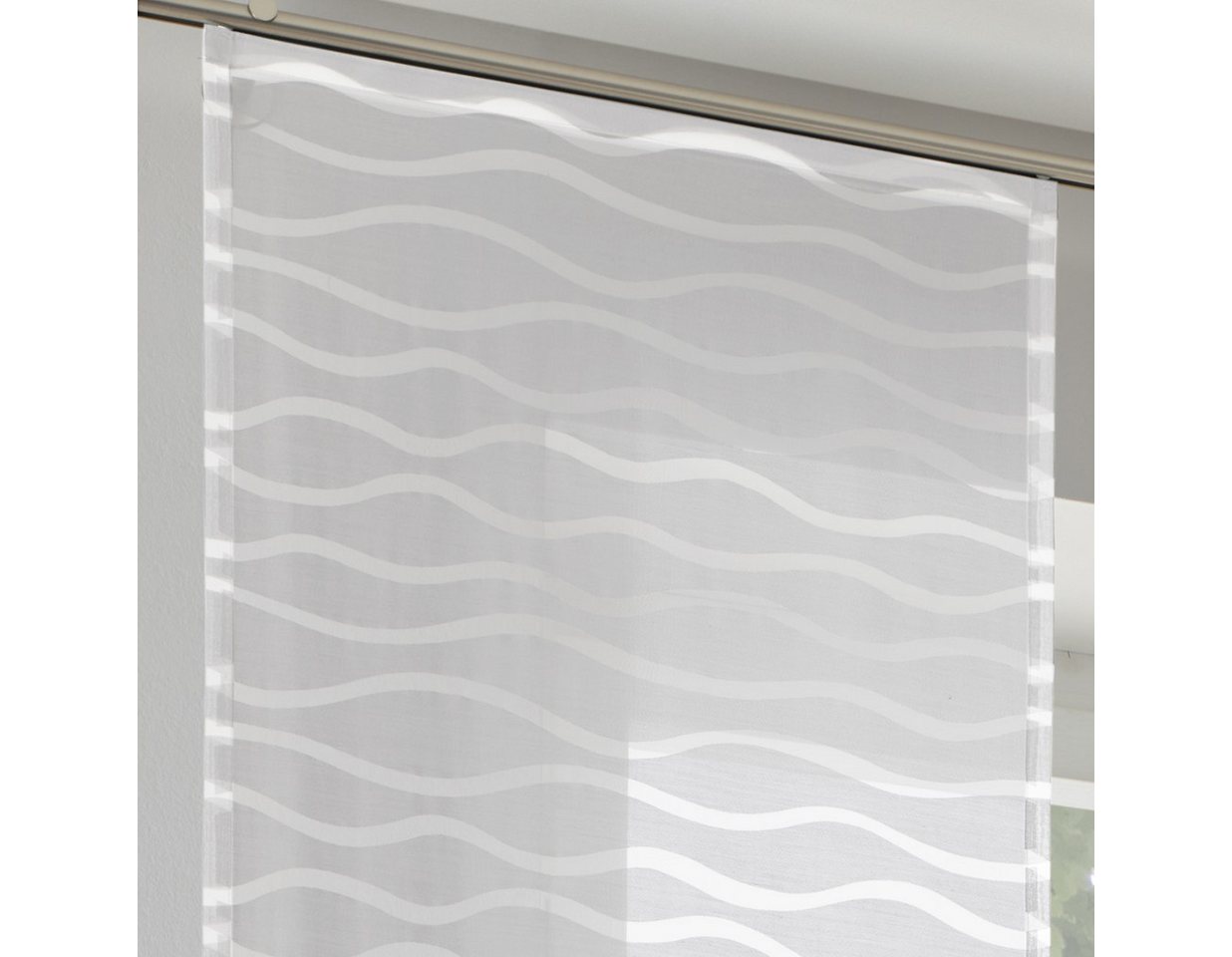 Kutti Schiebegardine Enya (1 St), Paneelwagen, halbtransparent, Ausbrenner, Ausbrenner Welle transparent uni – Bild 2 von 5
