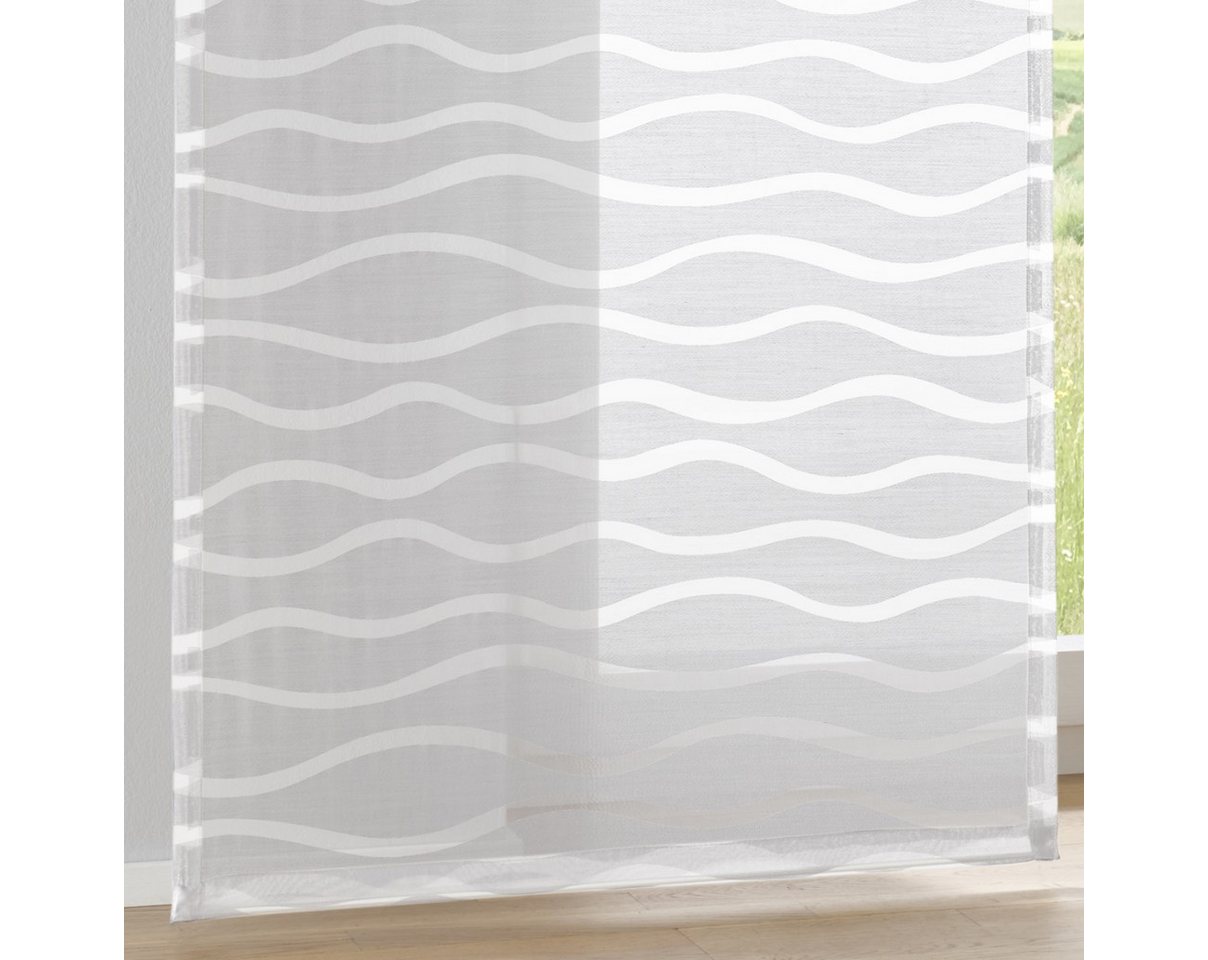 Kutti Schiebegardine Enya (1 St), Paneelwagen, halbtransparent, Ausbrenner, Ausbrenner Welle transparent uni – Bild 3 von 5
