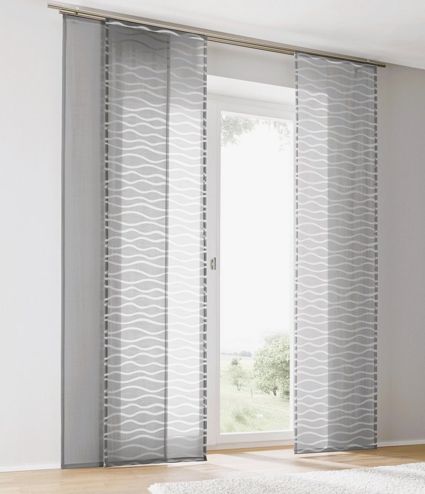 Kutti Schiebegardine Enya-Uni (1 St), Paneelwagen, halbtransparent, Ausbrenner, einfarbig Flächenvorhang modern – Bild 4 von 5
