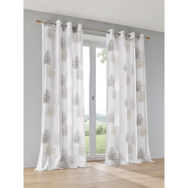 Kutti Vorhang Belinda (1 St), Ösen, halbtransparent, Ausbrenner, Gardine, halbtransparent, Ausbrenner, bedruckt, Viskose-Polyester