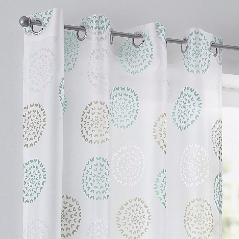 Kutti Vorhang Bella (1 St), Ösen, halbtransparent, Gardine, halbtransparent, Ausbrenner, bedruckt, Baumwolle-Polyester – Bild 2 von 5
