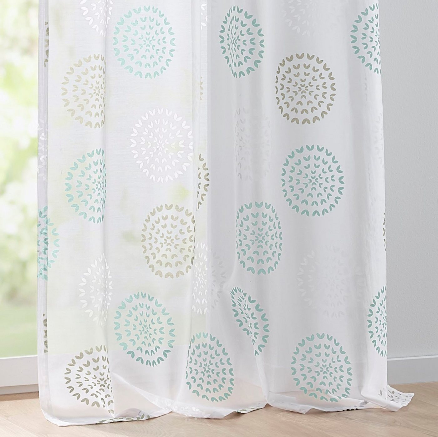 Kutti Vorhang Bella (1 St), Ösen, halbtransparent, Gardine, halbtransparent, Ausbrenner, bedruckt, Baumwolle-Polyester – Bild 3 von 5