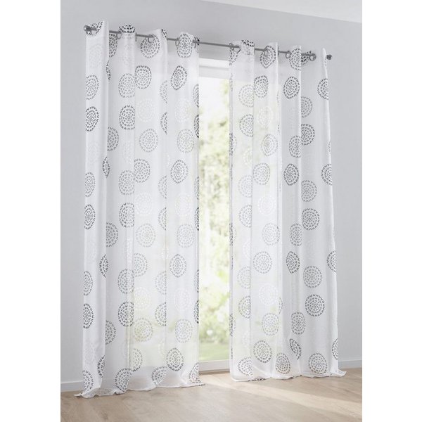 Kutti Vorhang Bella (1 St), Ösen, halbtransparent, Gardine, halbtransparent, Ausbrenner, bedruckt, Baumwolle-Polyester