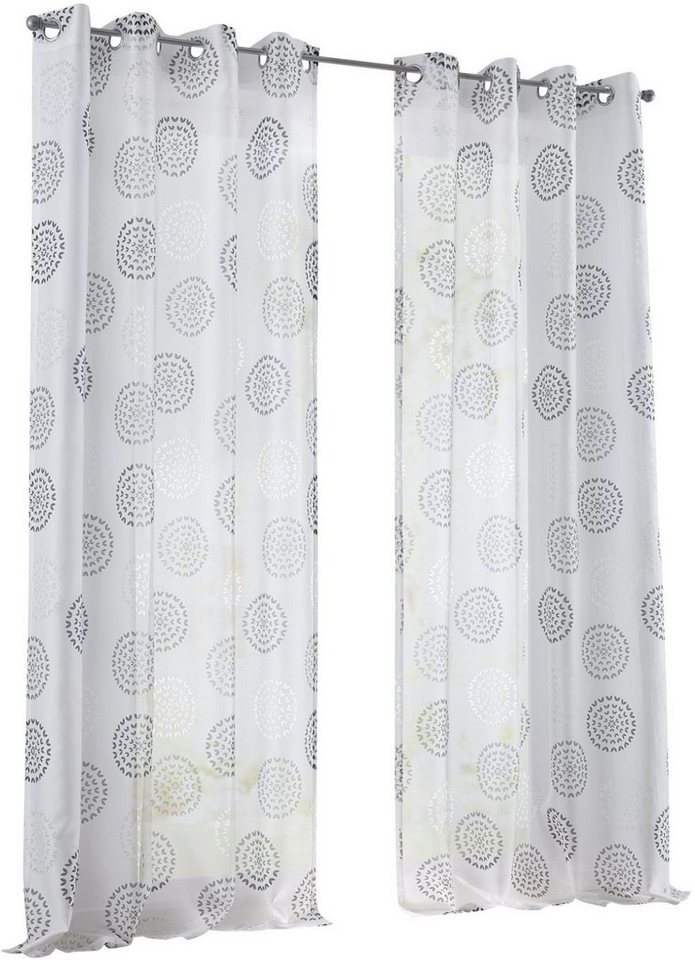 Kutti Vorhang Bella (1 St), Ösen, halbtransparent, Gardine, halbtransparent, Ausbrenner, bedruckt, Baumwolle-Polyester – Bild 2 von 5