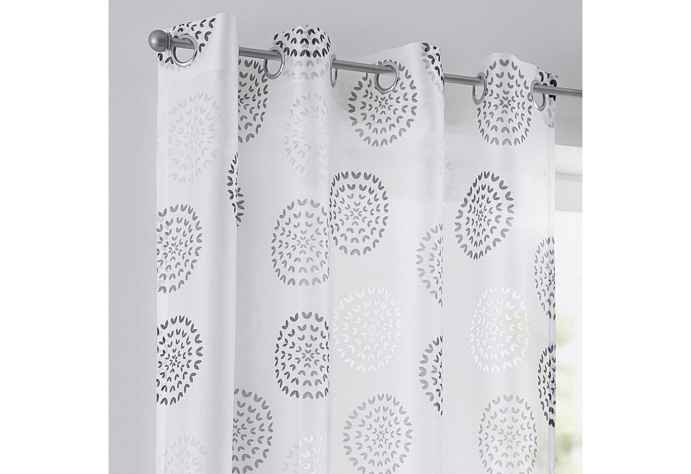 Kutti Vorhang Bella (1 St), Ösen, halbtransparent, Gardine, halbtransparent, Ausbrenner, bedruckt, Baumwolle-Polyester – Bild 3 von 5