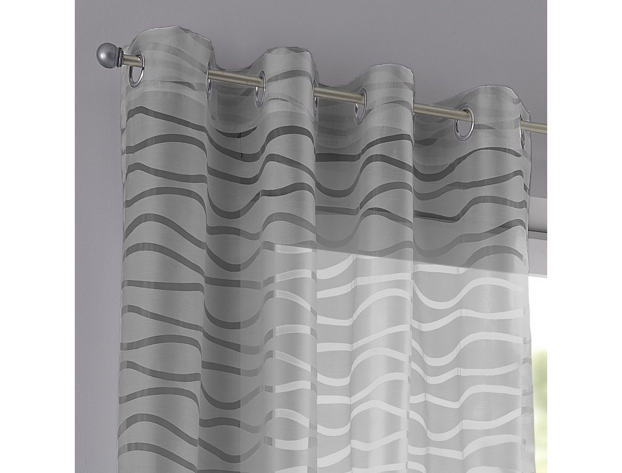 Kutti Vorhang Enya, 1 Stück, Ösen, halbtransparent (1 St), Ösen, halbtransparent, Ausbrenner, modernes Design – Bild 2 von 4