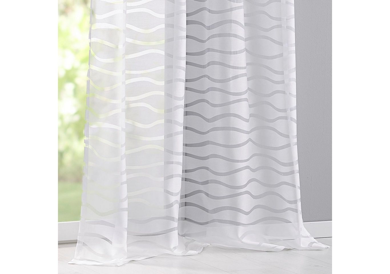 Kutti Vorhang Enya, 1 Stück, Ösen, halbtransparent (1 St), Ösen, halbtransparent, Ausbrenner, modernes Design – Bild 3 von 5