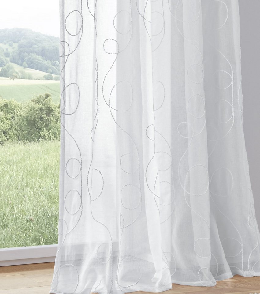 Kutti Vorhang Jasmin Vorhang (1 St), Ösen, halbtransparent, halbtransparent, leicht und luftig, bestickt – Bild 3 von 3