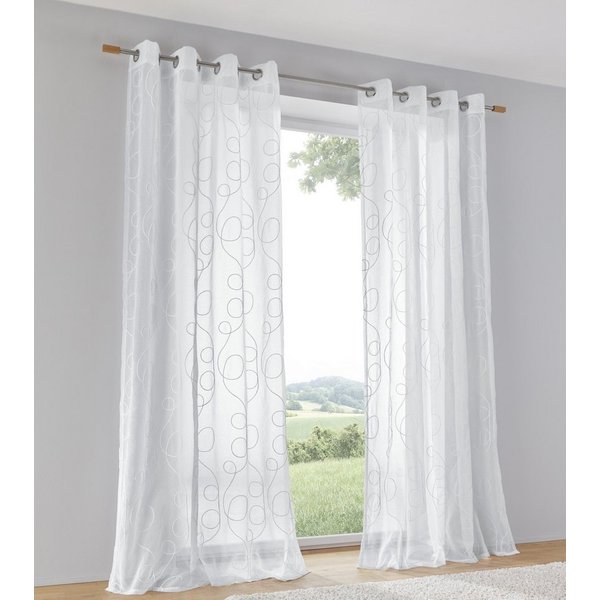 Kutti Vorhang Jasmin Vorhang (1 St), Ösen, halbtransparent, halbtransparent, leicht und luftig, bestickt