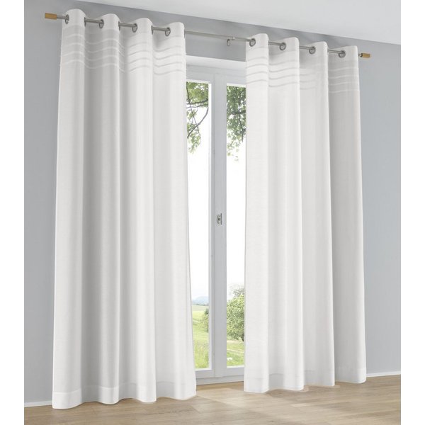 Kutti Vorhang Kessy (1 St), Ösen, halbtransparent, Eleganter Uni-Vorhang mit dekorativer Biesenblende