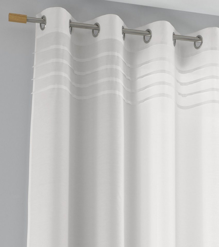 Kutti Vorhang Kessy (1 St), Ösen, halbtransparent, Eleganter Uni-Vorhang mit dekorativer Biesenblende – Bild 2 von 3