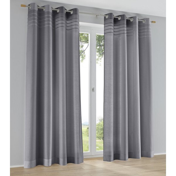 Kutti Vorhang Kessy (1 St), Ösen, halbtransparent, Eleganter Uni-Vorhang mit dekorativer Biesenblende