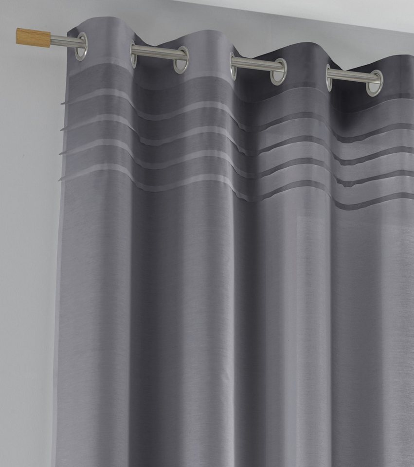 Kutti Vorhang Kessy (1 St), Ösen, halbtransparent, Eleganter Uni-Vorhang mit dekorativer Biesenblende – Bild 2 von 3