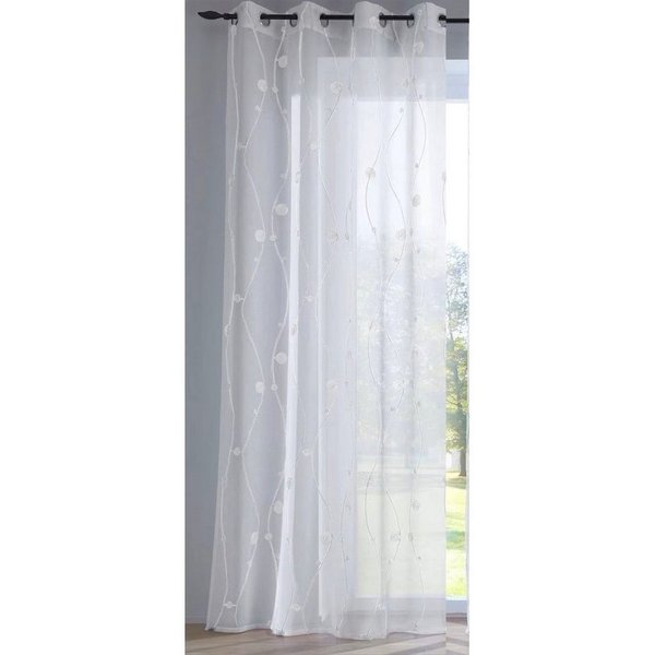 Kutti Vorhang Nelly (1 St), Ösen, halbtransparent, Voile, mit praktischen Ösen, halbtransparent, modern bestickt Kreise grau