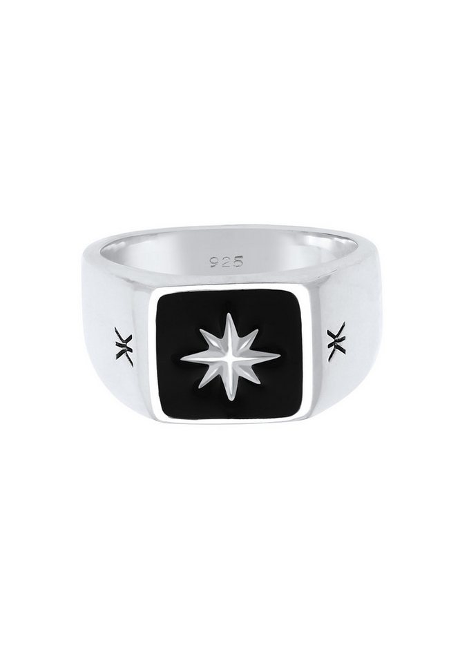 Kuzzoi Siegelring Herren Siegelring Emaille Stern Basic 925er Silber – Bild 2 von 5