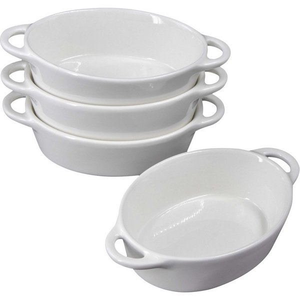 KVOTA Auflaufform 4-er Set oval 300ml MINI je 1 Portion, Keramik, Hochwertige Keramik