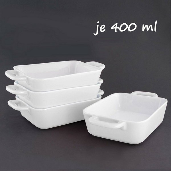 KVOTA Auflaufform 4-er Set rechteckig, keramik 400ml,MINI,ca.9,5x4x13cm,für je 1 Portion, Keramik, (4-St), Antikratz-Glasur