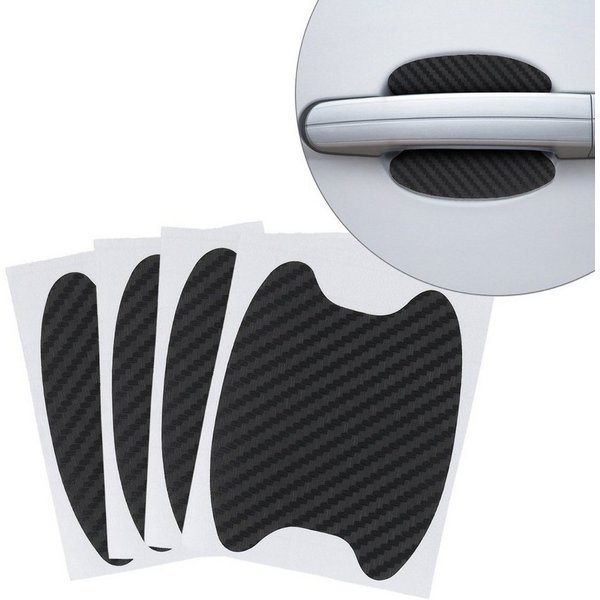 kwmobile Aufkleber 4x Universal Auto Türgriff Lackschutzfolie, (4tlg), selbstklebend - Carbon Schutzfolie Griffmulden - 6,8 x 8,5 cm