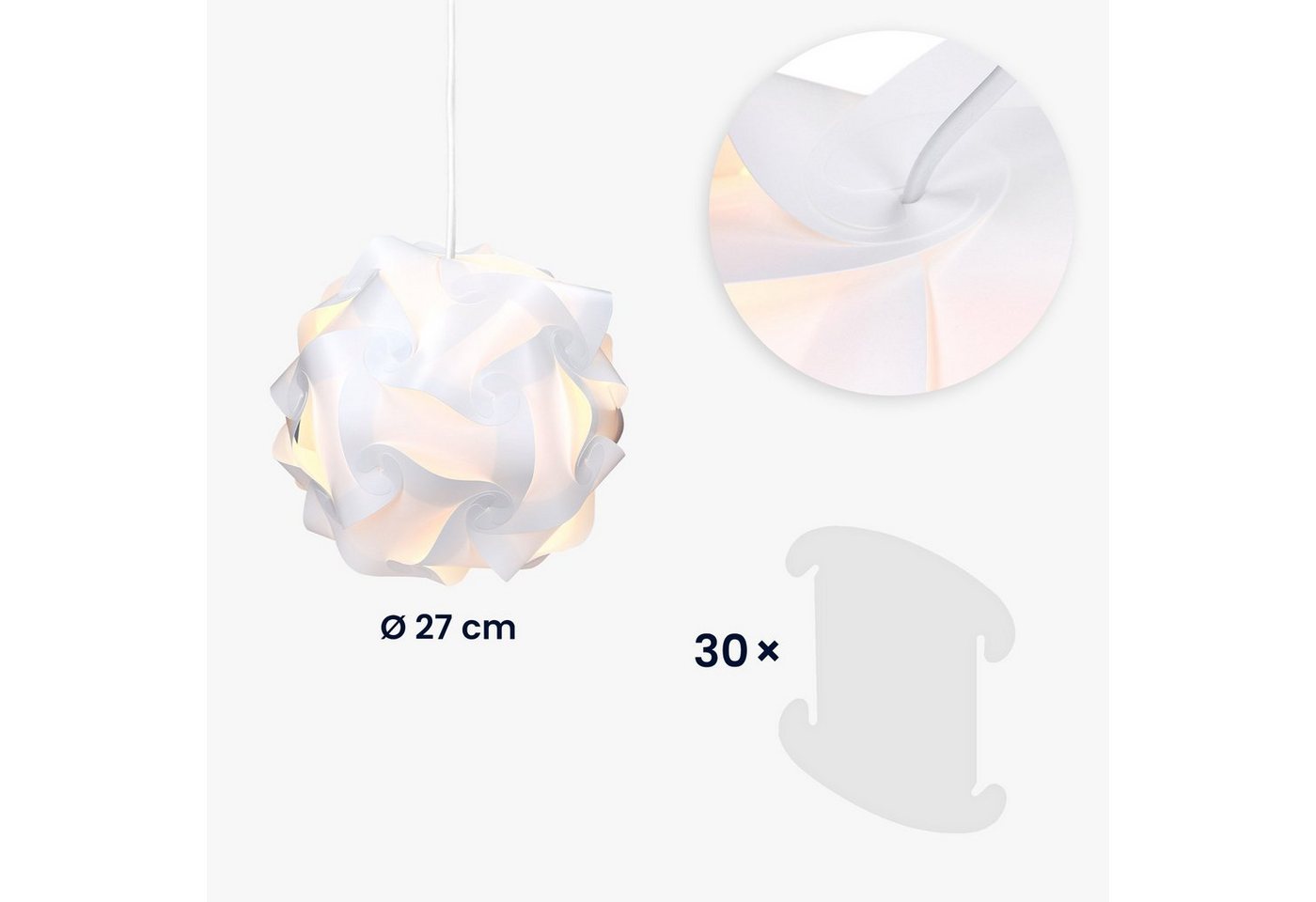 kwmobile Deckenleuchten DIY Puzzle Lampenschirm - Pendelleuchte Schirm - Ø ca. 27cm, kwmobile DIY Puzzle Lampe Lampenschirm – Bild 5 von 5