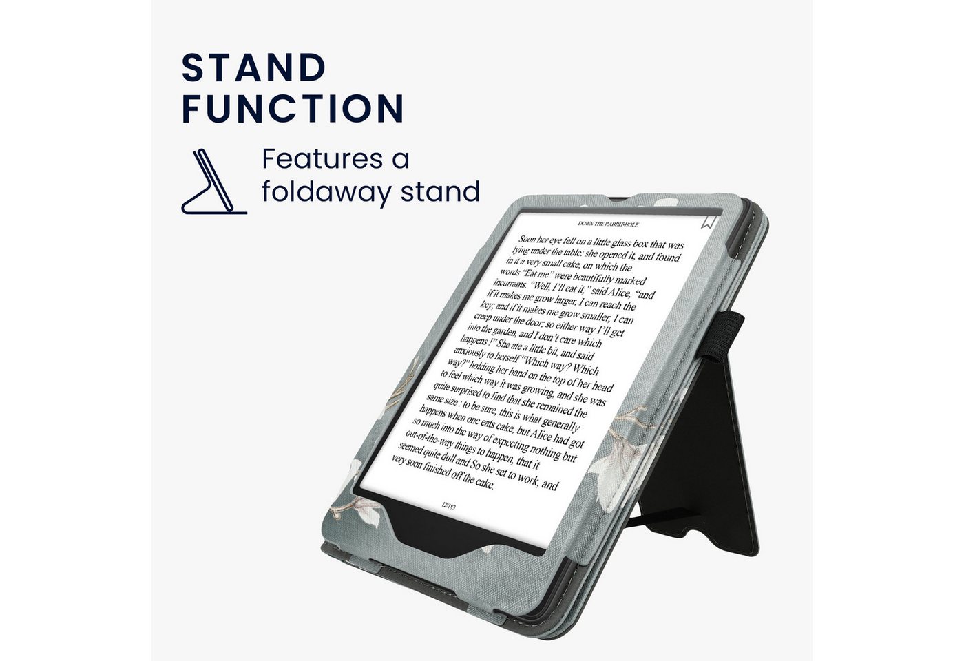 kwmobile E-Reader-Hülle Flip Schutzhülle für Amazon Kindle Paperwhite (2024)/Colorsoft, Handschlaufe - Cover Magnolien Design – Bild 5 von 5