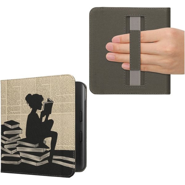 kwmobile E-Reader-Hülle Schutzhülle für Kobo Kobo Libra Colour / Tolino Vision Color Hülle, eReader Flip Case mit Handschlaufe und Auto Sleep Funktion