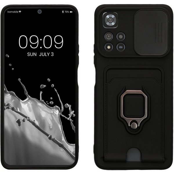 kwmobile Handyhülle Handyhülle für Xiaomi Redmi Note 11 Pro+ 5G, Softcase mit Kameraschutz - Kartenfach - Schwarz