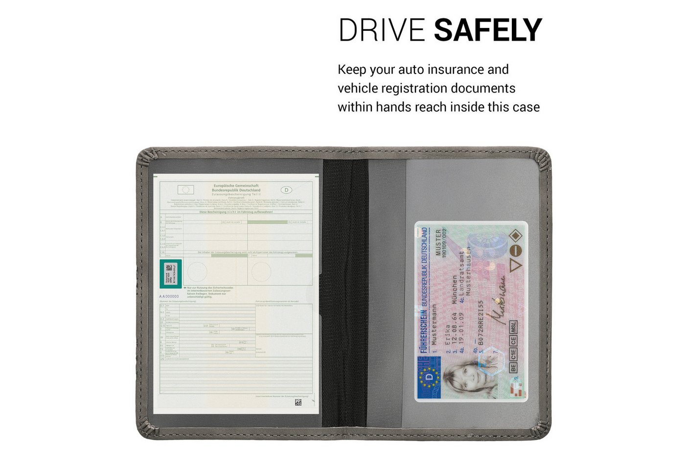 kwmobile Organizer Fahrzeugschein Hülle mit Kartenfächern (1 St), Kunstleder Etui Tasche Zulassungsbescheinigung – Bild 3 von 5