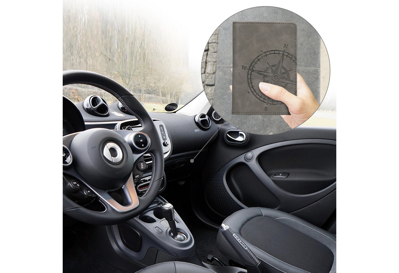 kwmobile Organizer Fahrzeugschein Hülle mit Kartenfächern (1 St), Kunstleder Etui Tasche Zulassungsbescheinigung – Bild 4 von 5