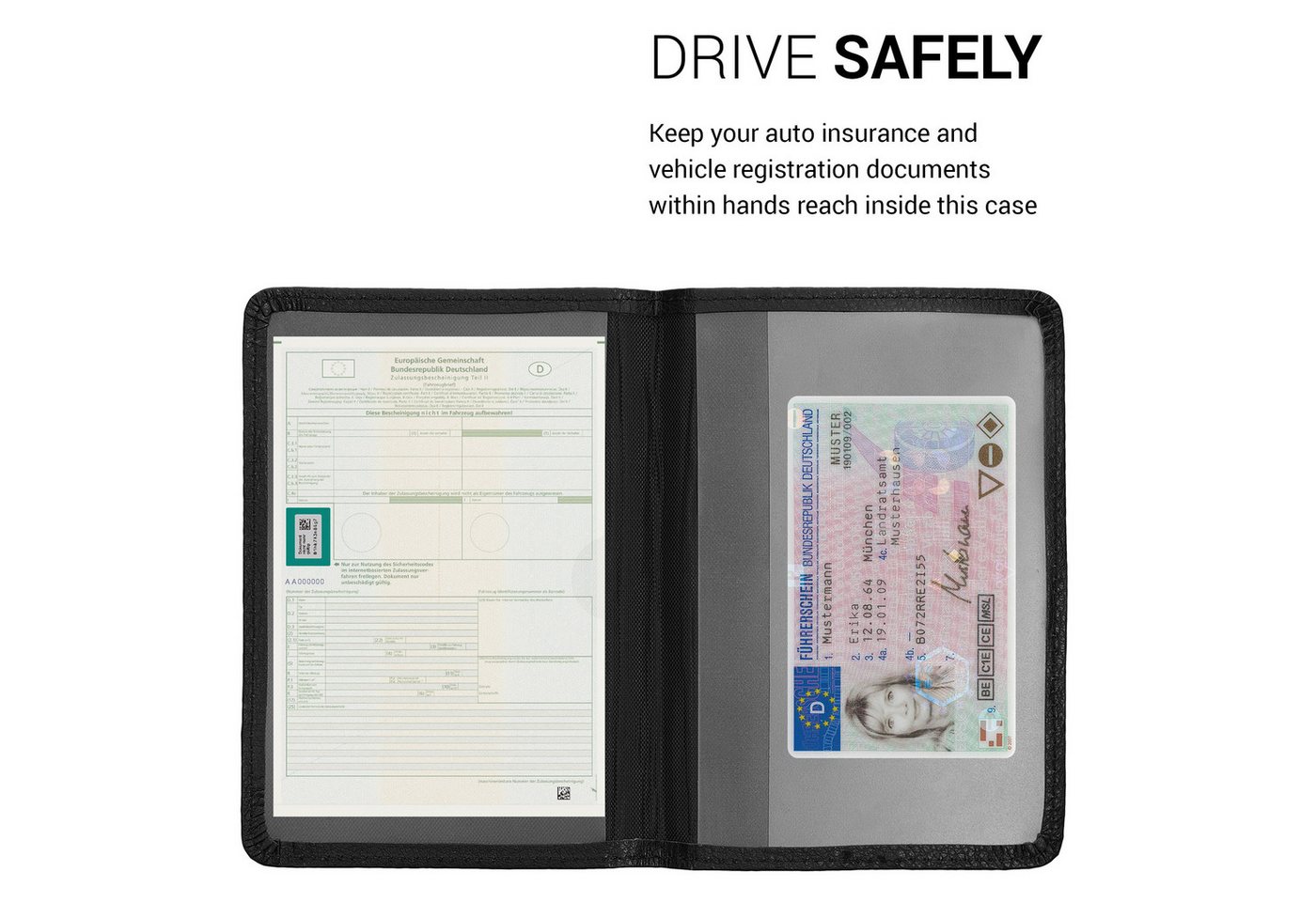 kwmobile Organizer Fahrzeugschein Hülle mit Kartenfächern (1 St), Kunstleder Etui Tasche Zulassungsbescheinigung – Bild 3 von 5
