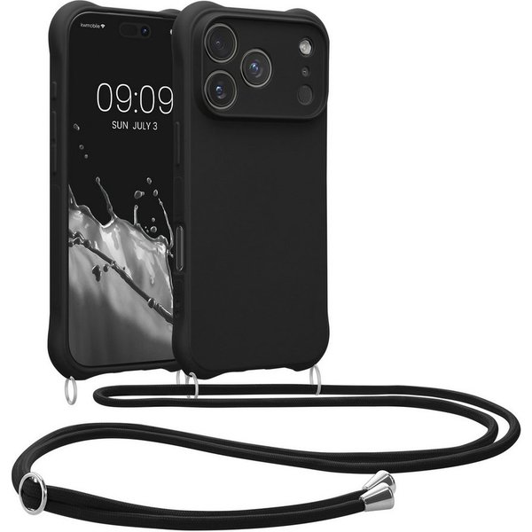 kwmobile Smartphone-Hülle Hülle für Apple iPhone 18 Pro / iPhone 17 Pro, mit Metall Kette zum Umhängen - Silikon Handy Cover Case Schutzhülle