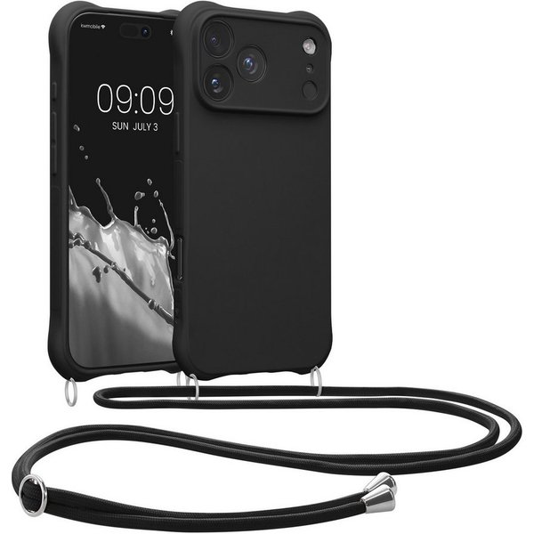 kwmobile Smartphone-Hülle Hülle für Apple iPhone 18 Pro Max / iPhone 17 Pro Max, mit Metall Kette zum Umhängen - Silikon Handy Cover Case Schutzhülle