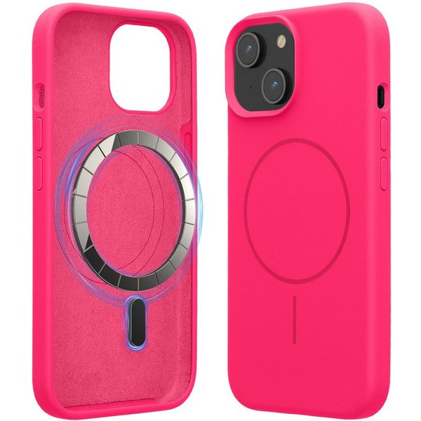kwmobile Smartphone-Hülle Soft Silikon Case für Apple iPhone 15 Hülle, magnetische Schutzhülle kompatibel mit MagSafe Cover gummiert