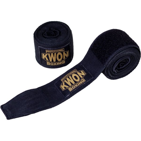 KWON Boxbandagen Premium Gel Box-Bandage unelastisch Boxen Handbandagen Faustbandagen (3,5 m, Paar), Profi Qualität für Wettkampf und Training, schwarz oder rot