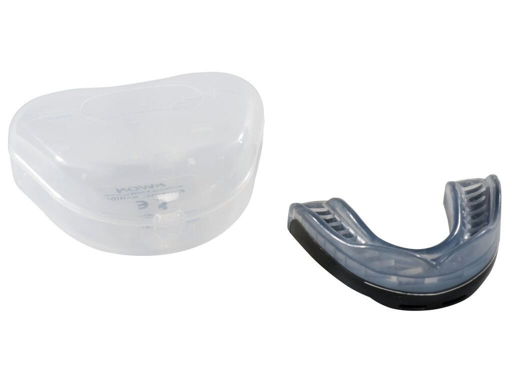 KWON Zahnschutz 2 Schichten Profi Performance mit Box Sport Mundschutz Vollkontakt (Für die obere Zahnreihe, Stück mit Dose), Zweifarbig schwarz/silber, Belüftu – Bild 2 von 2