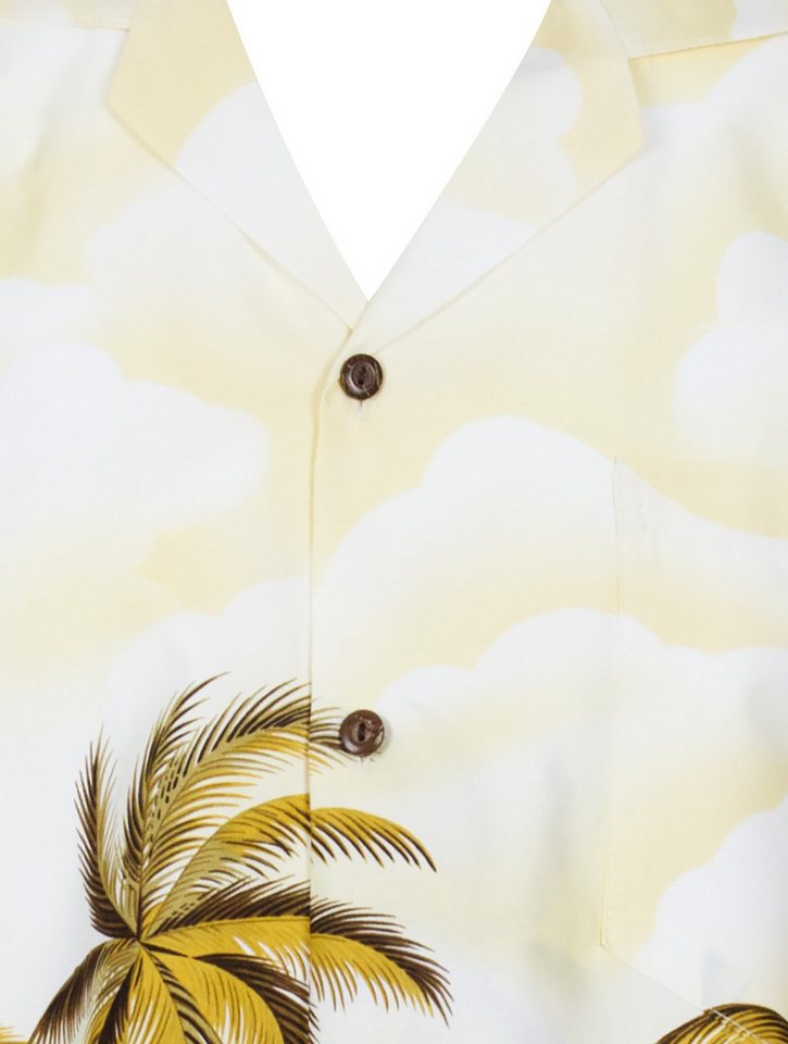 KY's Hawaiihemd "Palmbeach" Herren Kurzarm Baumwolle Kokosknöpfe Original Hawaii – Bild 3 von 5