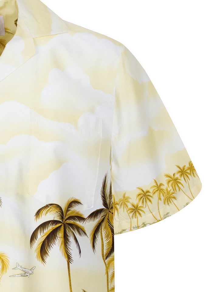 KY's Hawaiihemd "Palmbeach" Herren Kurzarm Baumwolle Kokosknöpfe Original Hawaii – Bild 4 von 5