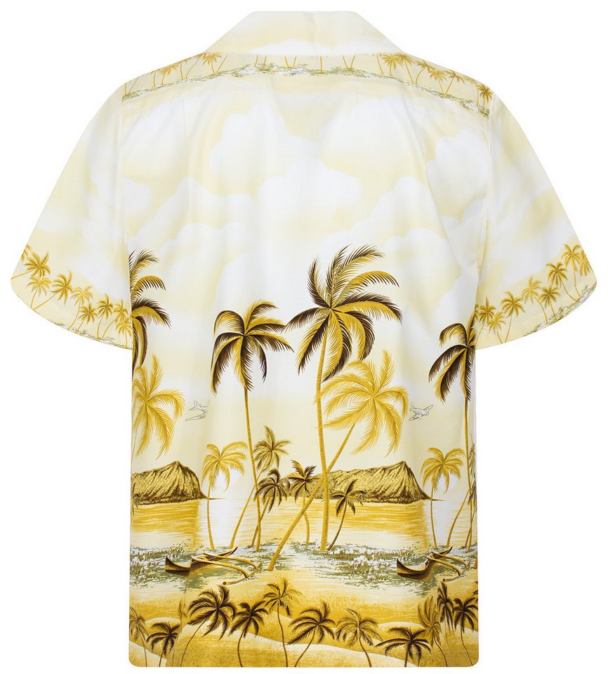 KY's Hawaiihemd "Palmbeach" Herren Kurzarm Baumwolle Kokosknöpfe Original Hawaii – Bild 5 von 5