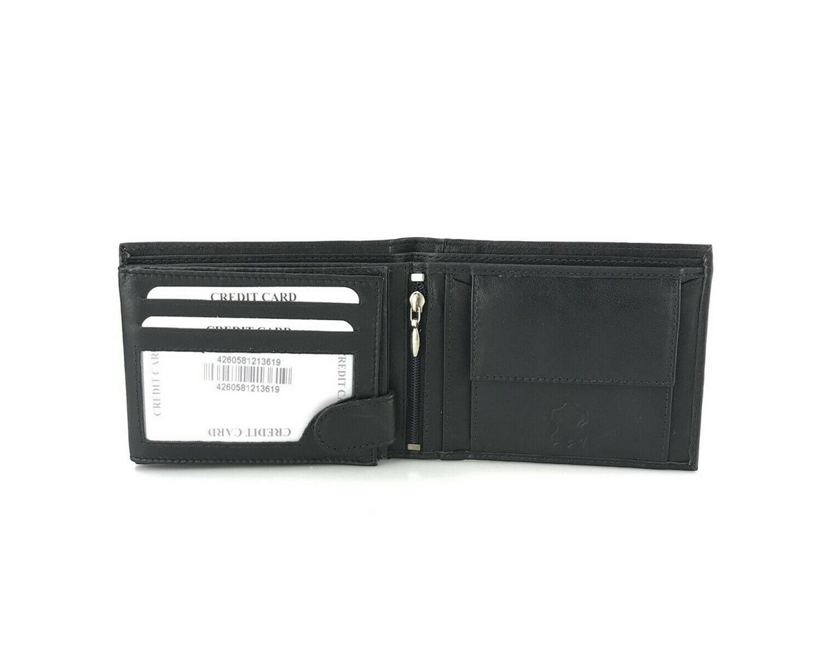 L&B Geldbörse + RFID-Schutz & 7 Kartenfächer, Leder Portemonnaie >2648< Geldbeutel, Druckknopffach & Reißverschlussfach + 3 Sichtfächer – Bild 3 von 5