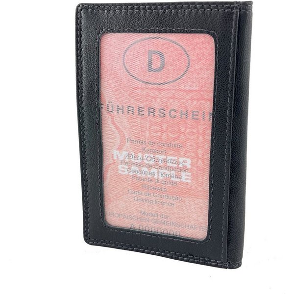 L&B Kartenetui Rindsleder Ausweishülle, RFID-Schutz integriert >2343< Dokumentenmappe, 3 Kartenfächer + 10 Klarsichtfächer