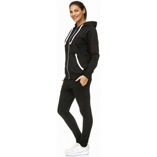 L.gonline Freizeitanzug Damen Freizeitanzug Jogginganzug Sweatwear 704 (Kapuzenjacke mit Reißverschluss, Hose, 2-tlg., im modischem Design), Fitness Freizeit Ca