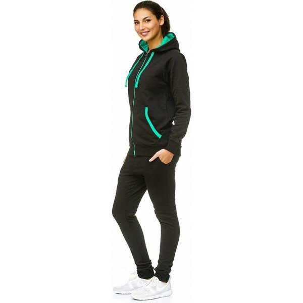 L.gonline Freizeitanzug Damen Freizeitanzug Jogginganzug Sweatwear 704 (Kapuzenjacke mit Reißverschluss, Hose, 2-tlg), Fitness Freizeit Casual