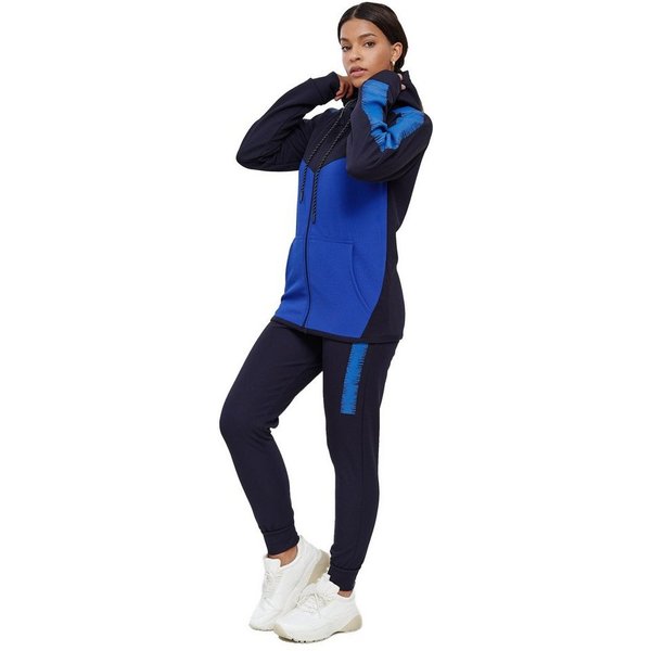 L.gonline Freizeitanzug Damen Jogging-ANZUG, mit Bündchen und Tunnelzug, Trainingsanzug (Kapuzenjacke mit Reißverschluss, Hose, 2-tlg), Fitness Freizeit Casual