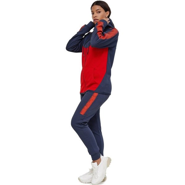 L.gonline Freizeitanzug Damen Jogging-ANZUG, mit Bündchen und Tunnelzug, Trainingsanzug (Kapuzenjacke mit Reißverschluss, Hose, 2-tlg), Fitness Freizeit Casual