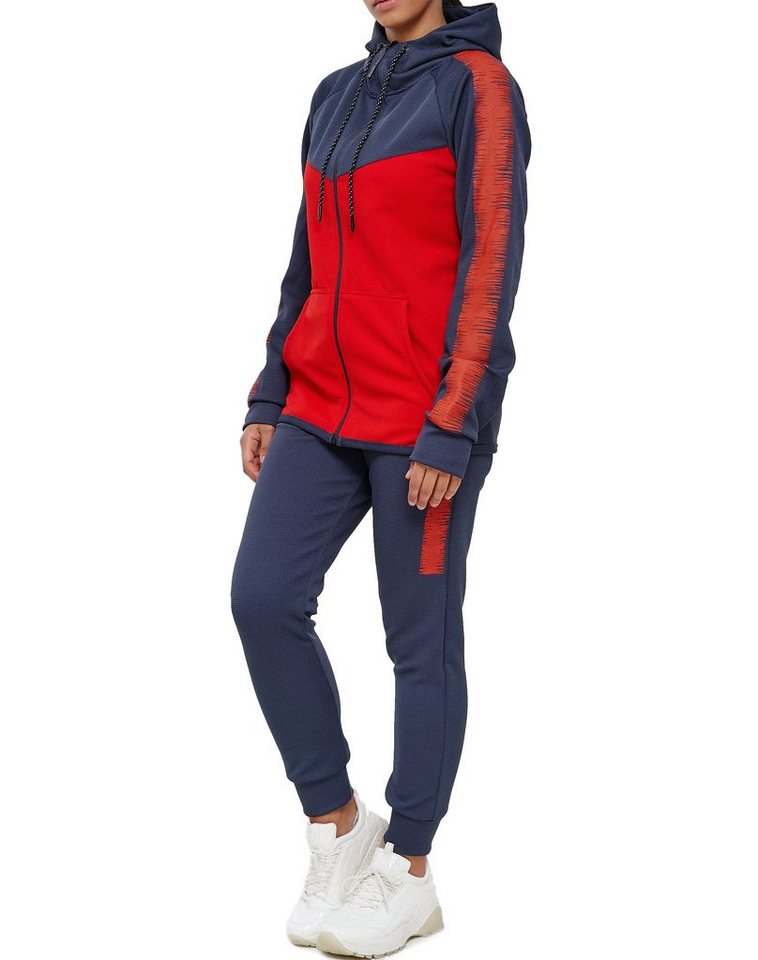 L.gonline Freizeitanzug Damen Jogging-ANZUG, mit Bündchen und Tunnelzug, Trainingsanzug (Kapuzenjacke mit Reißverschluss, Hose, 2-tlg), Fitness Freizeit Casual – Bild 2 von 5