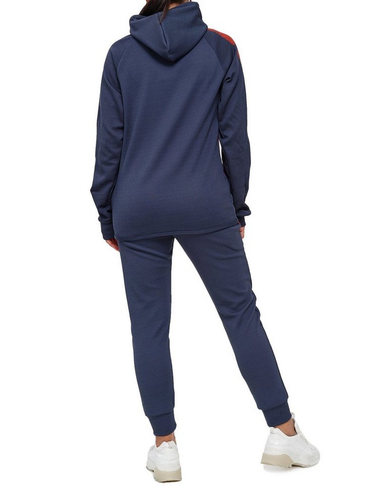 L.gonline Freizeitanzug Damen Jogging-ANZUG, mit Bündchen und Tunnelzug, Trainingsanzug (Kapuzenjacke mit Reißverschluss, Hose, 2-tlg), Fitness Freizeit Casual – Bild 4 von 5
