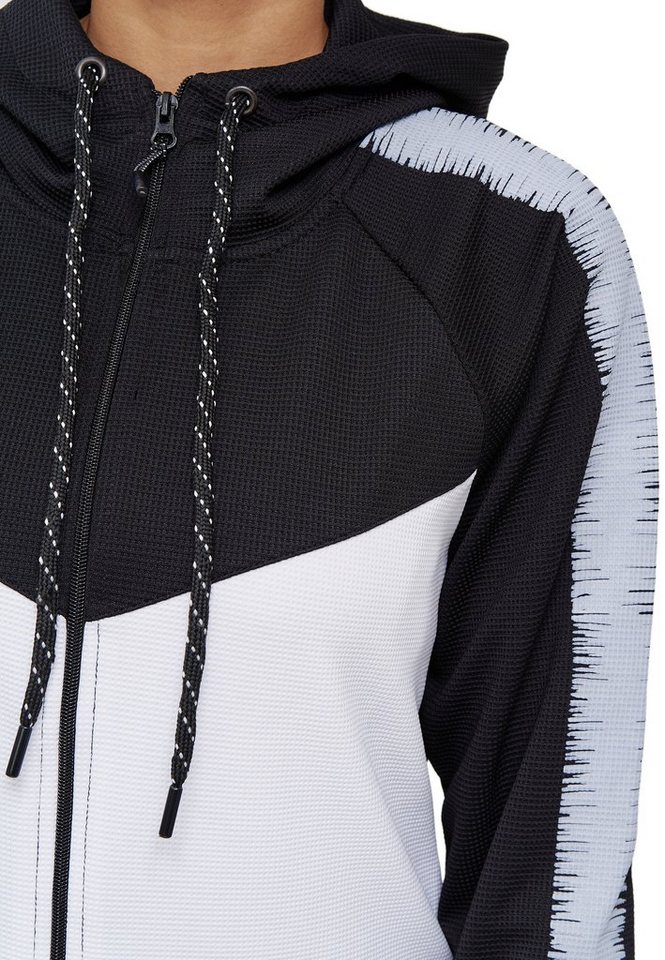 L.gonline Freizeitanzug Damen Jogging-ANZUG, mit Bündchen und Tunnelzug, Trainingsanzug (Kapuzenjacke mit Reißverschluss, Hose, 2-tlg), Fitness Freizeit Casual – Bild 5 von 5